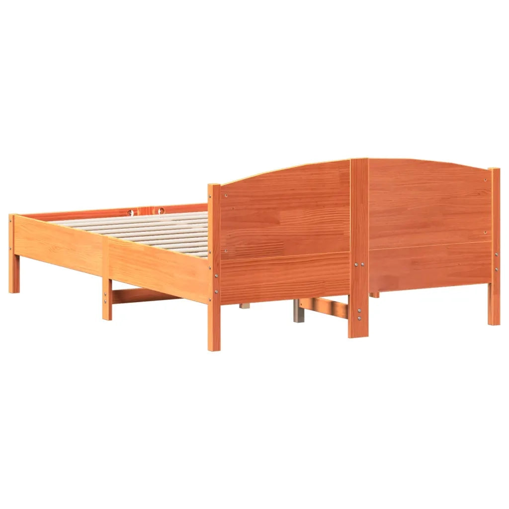 Letto senza Materasso Marrone Cera 135x190 cm in Legno di Pino 842609