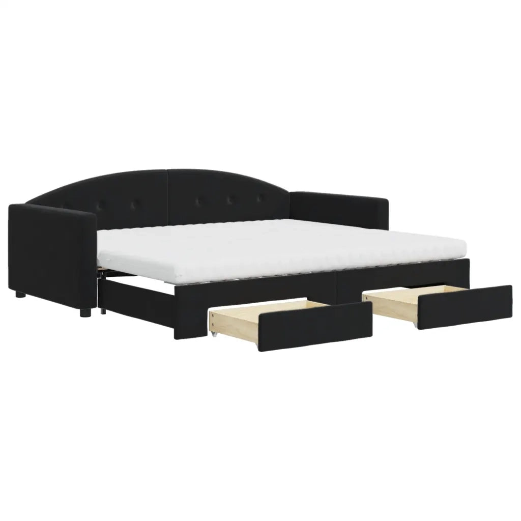 Divano Letto Estraibile con Cassetti Nero 90x190 cm in Velluto 3197388