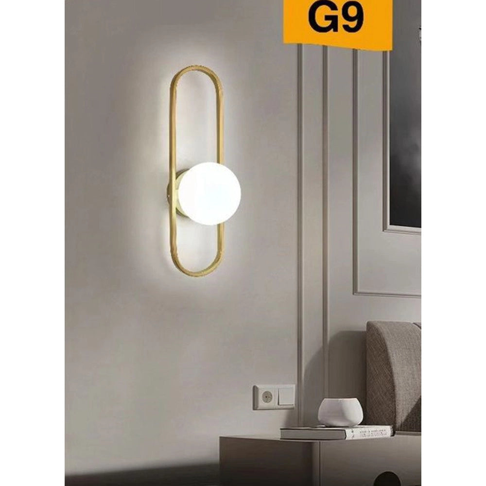 Trade Shop - Applique Da Parete Minimalista Lampada Da Muro In Metallo Bronzo Con Sfera Vetro G9 Aq47 -