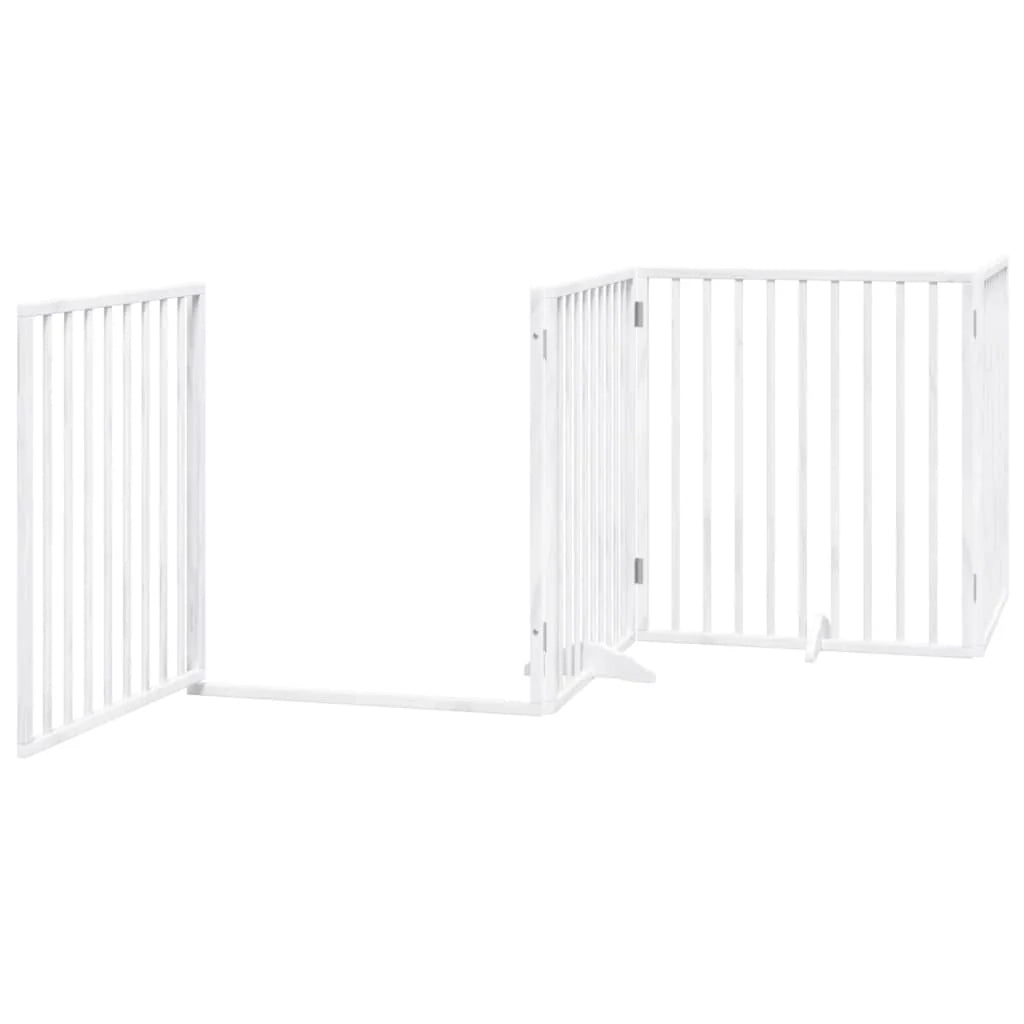 Cancelletto di sicurezza per animali domestici porta pieghevole 12 pannelli legno di pioppo bianco 02_0023154