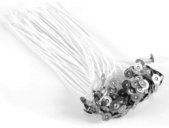 Lonti per candele 100 pezzi - 12 cm - Cotone prelavorato - Ideali per candele a soia/paraffina - Buona stabilità alla fiamma - Adatti per candele votive/contenitori/zucche - Lonti per candele