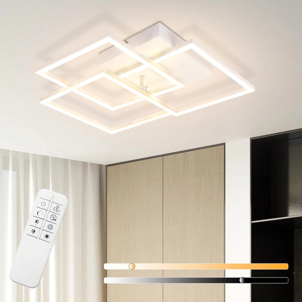 ZMH Lampada da soffitto plafoniera LED moderna nera 3000-6500K per soggiorno cucina ufficio