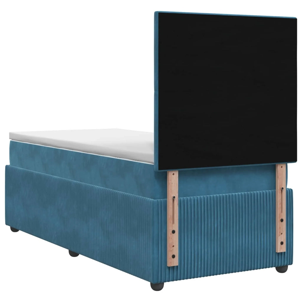 Letto Box Spring LED con Materasso Blu 90 x 190 cm Velluto 3455973