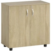 Mobile Ufficio Portadocumenti Multiuso con Serratura, 2 Ante e Mensola Interna, 80x40x80 cm, Rovere