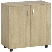 Mobile Ufficio Portadocumenti Multiuso con Serratura, 2 Ante e Mensola Interna, 80x40x80 cm, Rovere
