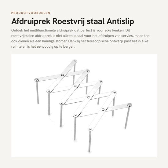 Afdruiprek multifunzionale in acciaio inossidabile con piedini antiscivolo e telescopico da 15 cm