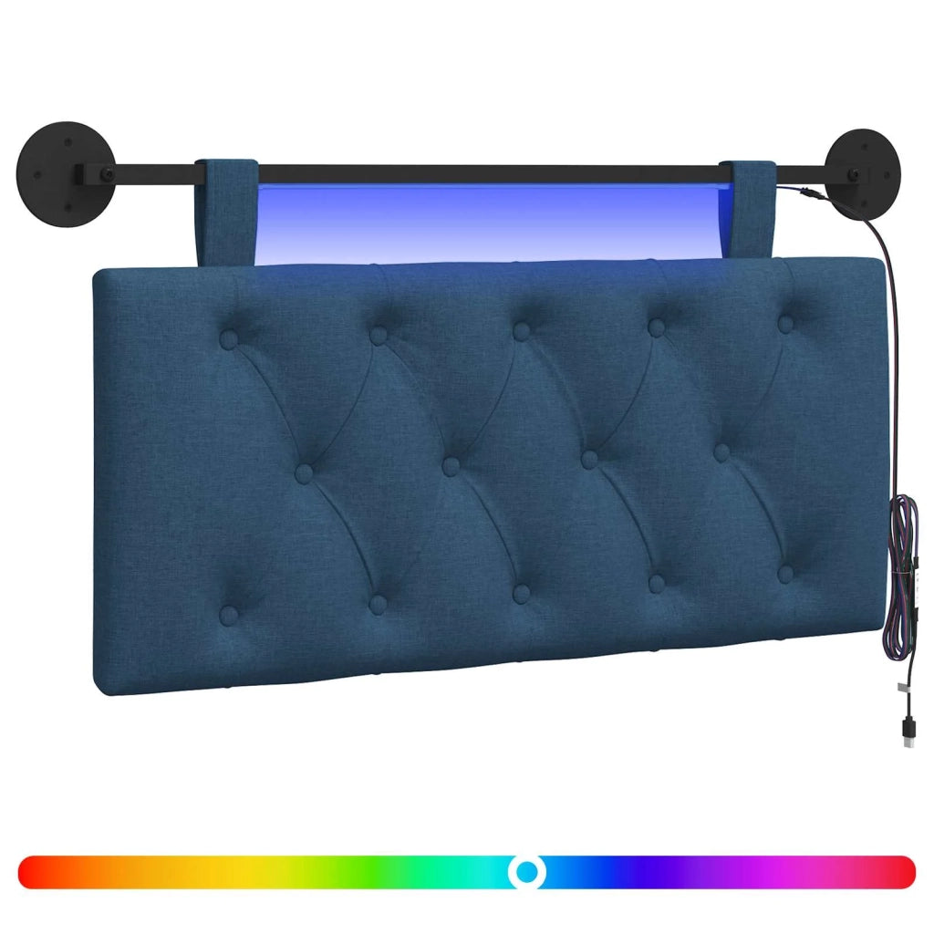Testiera | Testata sospesa Con luce LED Blu Tessuto