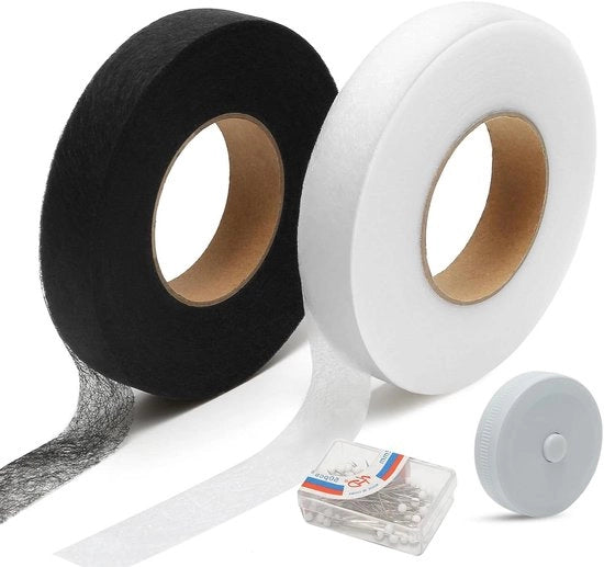Striscia di applicazione per tende 20 mm, 2 pezzi di striscia di applicazione zoomband, 70 m, nastrino adesivo acqua resistente, nero/bianco