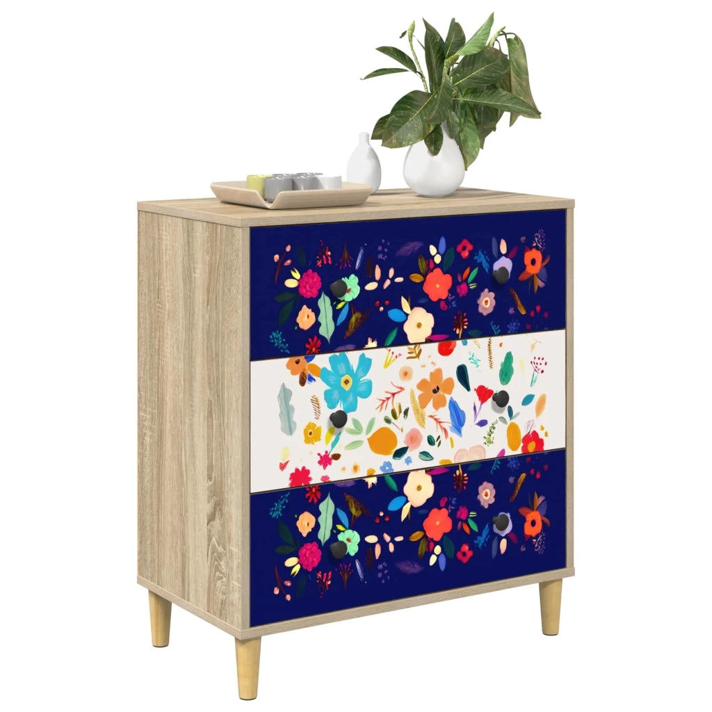 Cassettiera MAINZ Stampa floreale 66 x 36,5 x 75 cm Sonoma 8007364