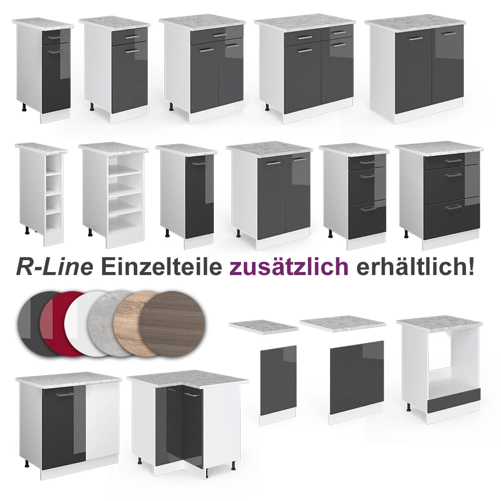Vicco Cucina ad angolo Bianco/antracite lucido 267 x 167 cm , PL Marmo con striscia LED