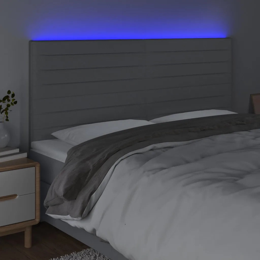 Testiera a LED-Testata con LED Grigio Chiaro 160x5x118/128 cm in Tessuto 703440