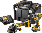 DEWALT KIT composto da DCD796 Trapano 2 vel+ DCG405 Smerigliatrice 125mm + 2 x XR 18V 5Ah, DCK2080P2T-QW