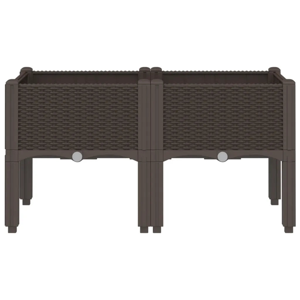 Fioriera da Giardino con Gambe Marrone 80x40x42 cm in PP