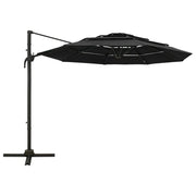 Ombrellone a Sbalzo a 4 Livelli-Ombrello da giardino Palo in Alluminio 3x3 m Nero