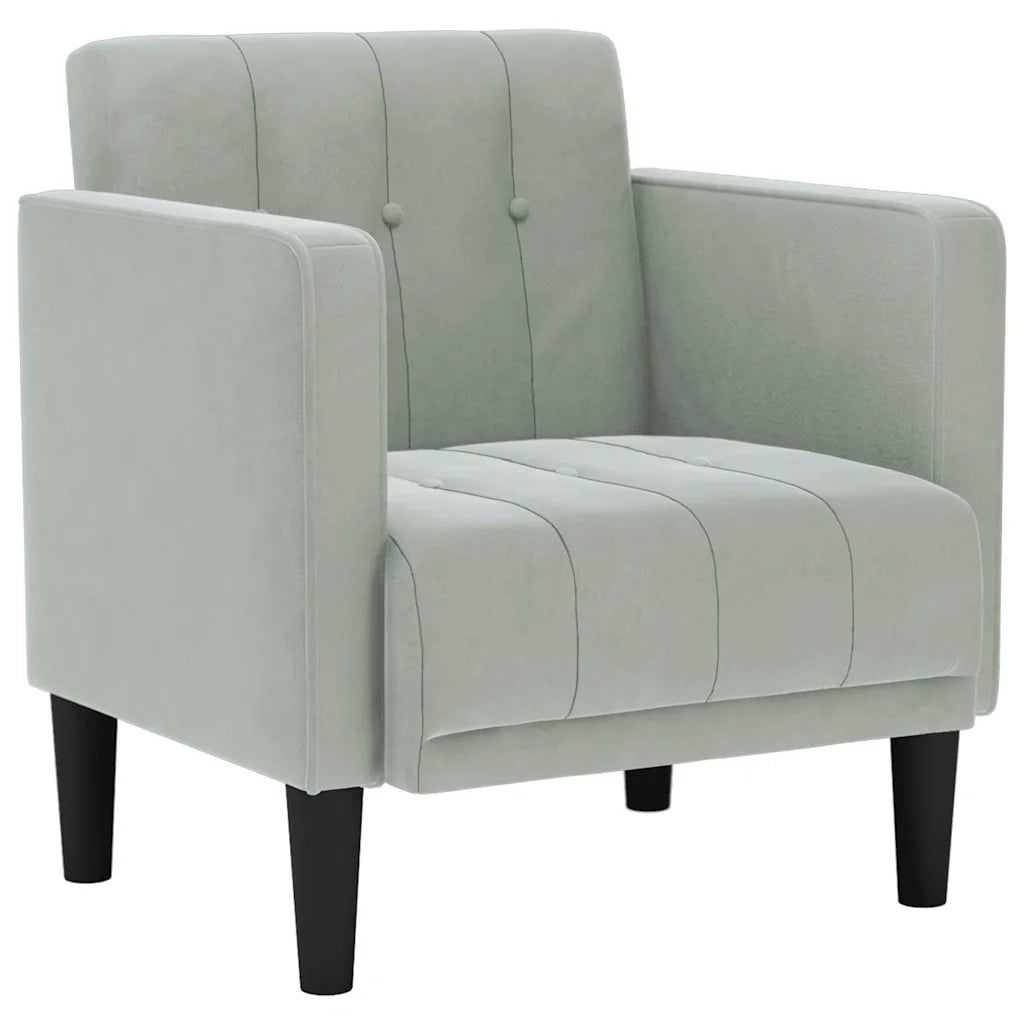Divano Sedia con Braccioli Grigio Chiaro 53 cm in Velluto 4100553