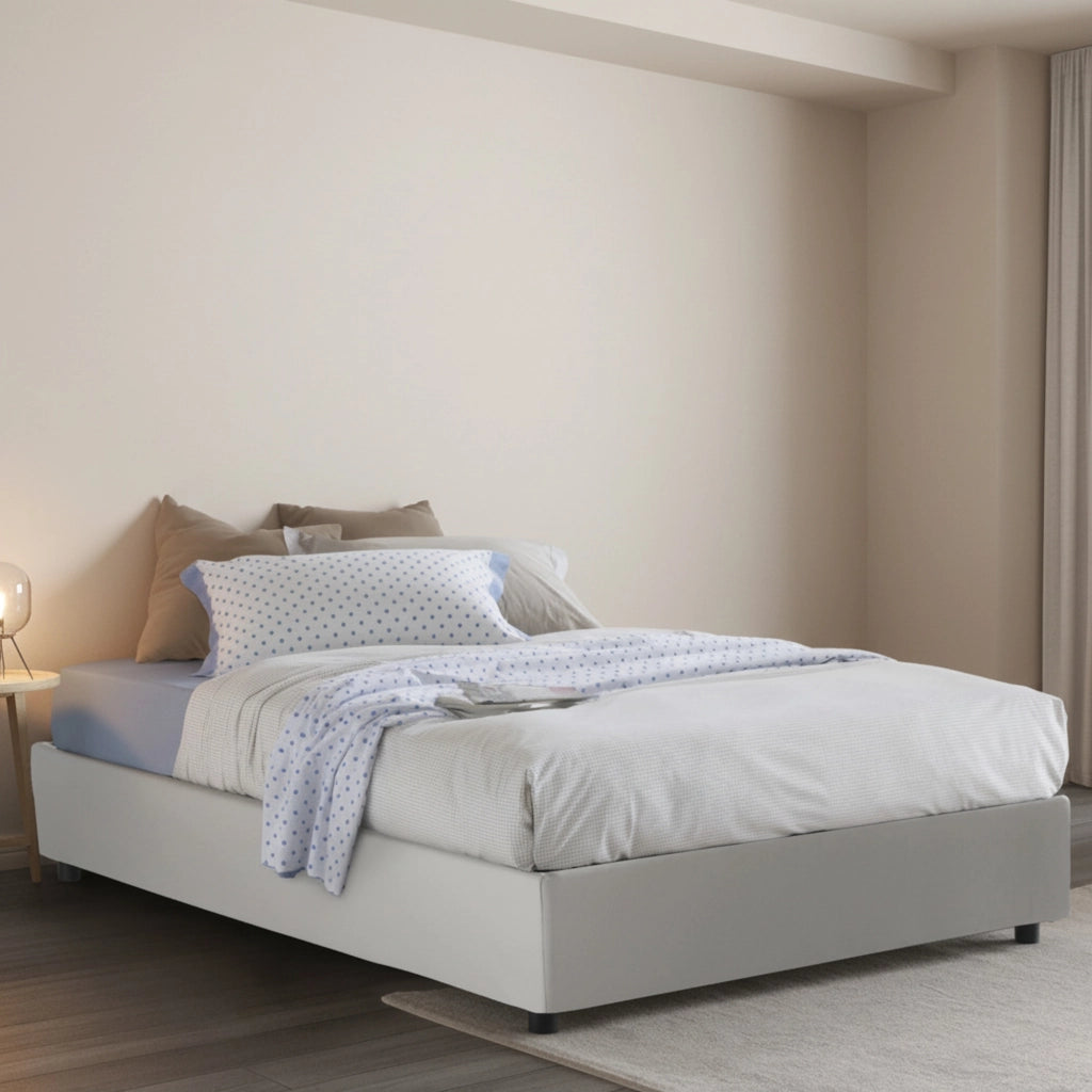 Alan, Letto Piazza e Mezza Contenitore Made in Italy, Bianco