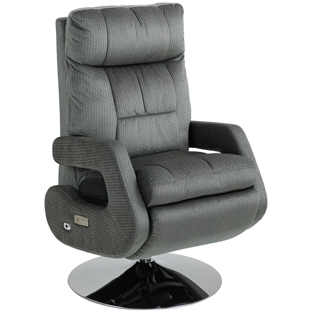 Poltrona reclinabile elettrica con USB e poggiapiedi ¨C zephmum ¨C Tessuto velluto grigio