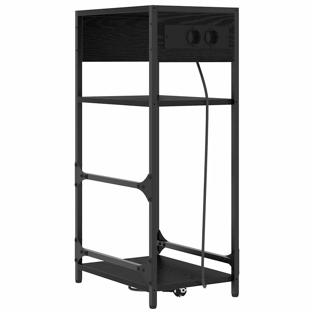 Comodino | Armadio da Notte | Mobiletto da notte Rovere Nero 40 x 27 x 76 cm Legno multistrato