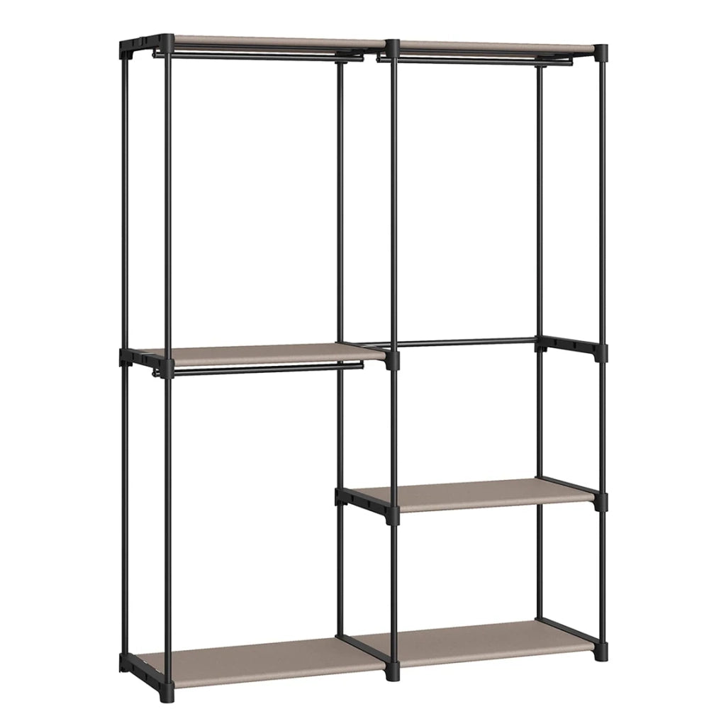 Armadio appendiabiti 43 x 138 x 182 cm 3 scomparti appendiabiti con ripiani grande capacità per camera da letto per adulti camera da letto per bambini soggiorno spogliatoio nero 12_0003976