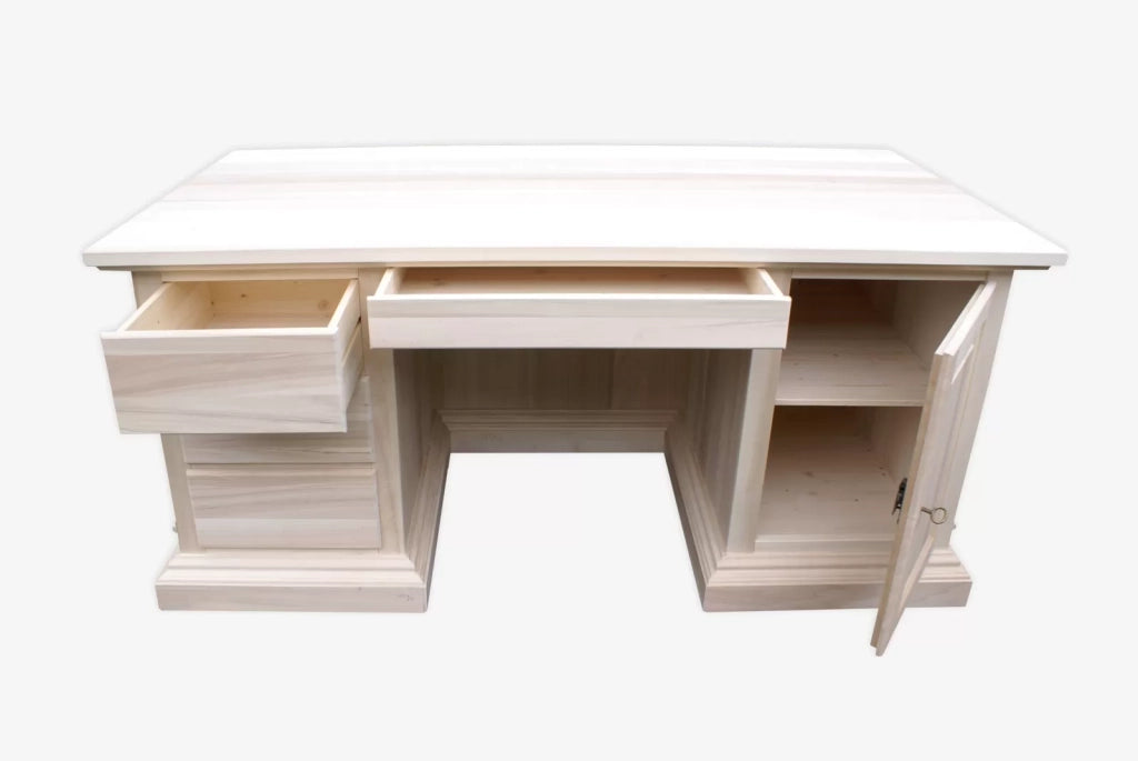Scrivania in legno grezzo 4 cassetti 1 porta 170x80x78 (408) - Mobili 2G