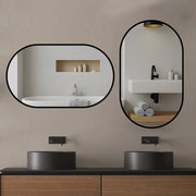 Specchio bagno ovale 50x80 cm, sospensione orizzontale/verticale, argento