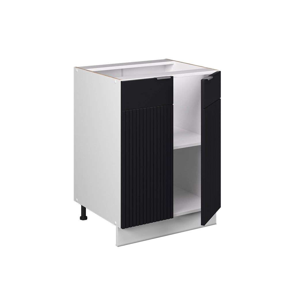 Vicco Mobiletto base cucina Nero a righe 60 cm , PL Rovere