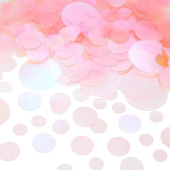 Paillettoni trasparenti iridescenti lossi - 700 pezzi - Paillettoni rotondi - 15mm 20mm 25mm 30mm 40mm 50mm - Paillettoni rosa - Spilloni DIY da cucire