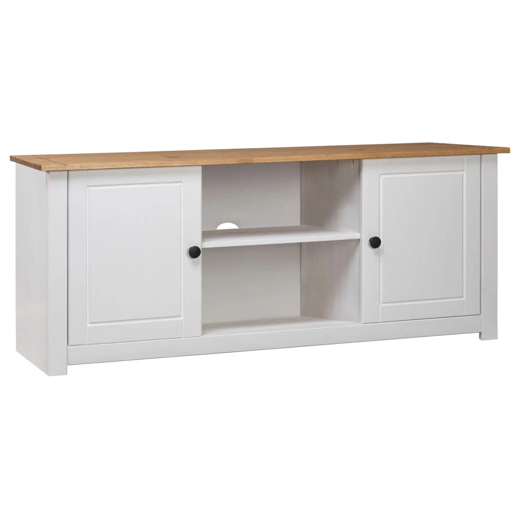Mobile TV multimediale scaffale TV mobile TV sala da pranzo soggiorno camera da letto 120 x 40 x 50 cm legno di pino massiccio bianco 02_0025873