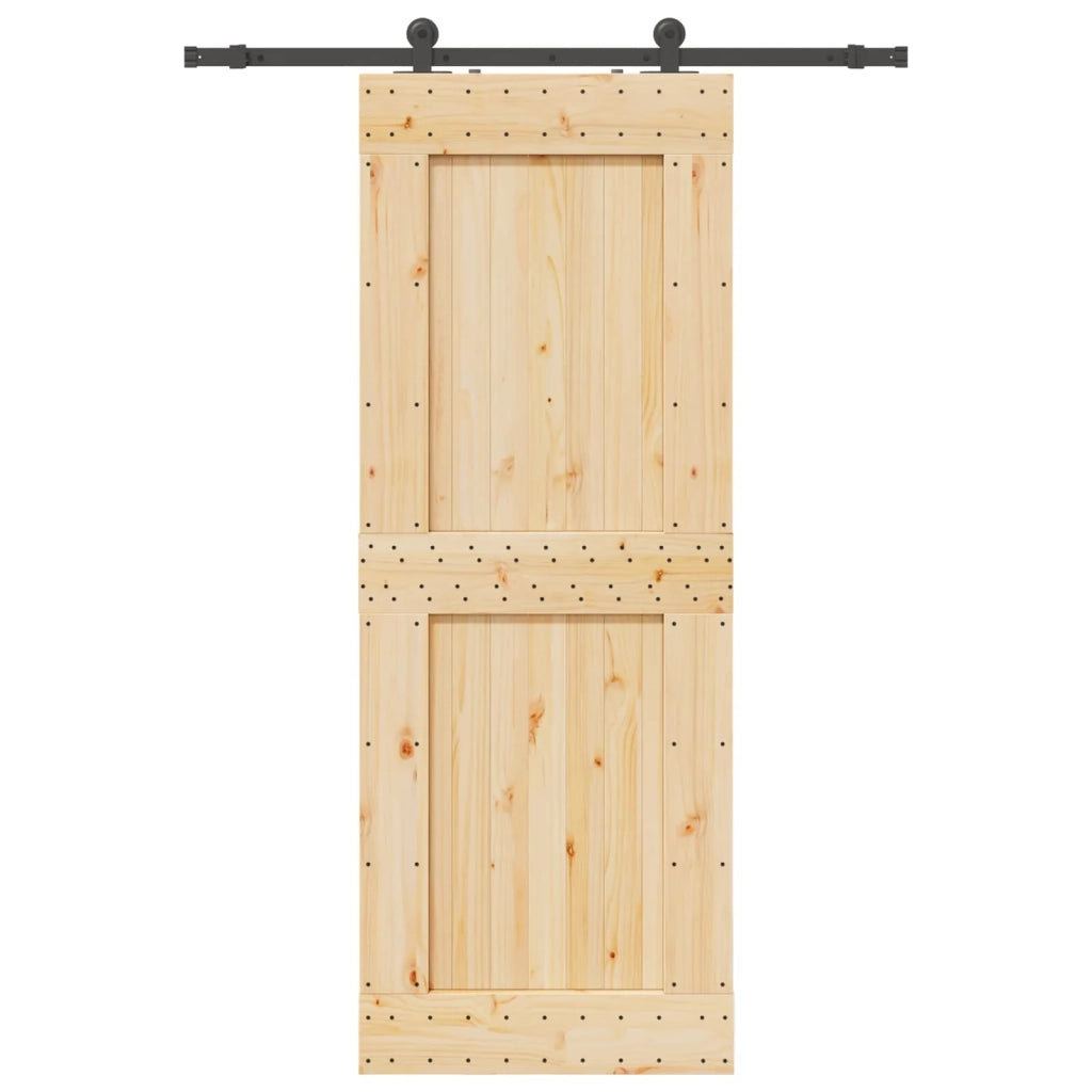 Porta scorrevole NARVIK Naturale e Nero 85 x 210 cm (152,5 cm) 3445313