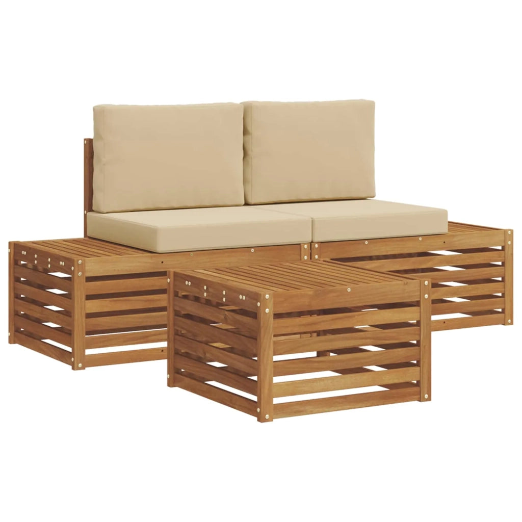 Set di divani da esterno-Sofa da giardino Naturale e Beige 59 x 59 x 37 cm