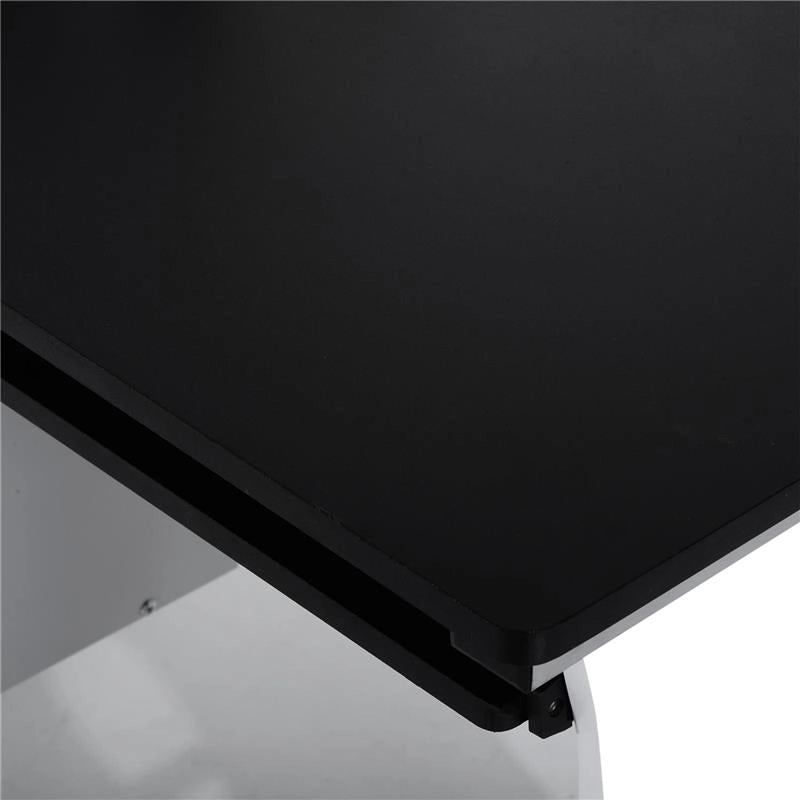 SCRIVANIA PER COMPUTER CON RIPIANO, CASSETTO E ARMADIETTO, IN MDF E FERRO, 100X52X75 CM, BIANCA E NERA