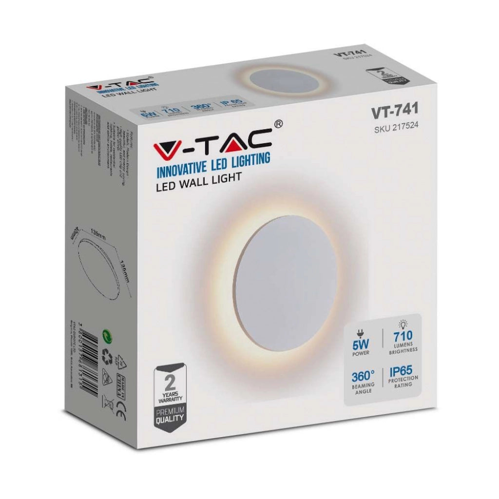 Lampada da parete da 5 W Body White Body Round IP65 3000K