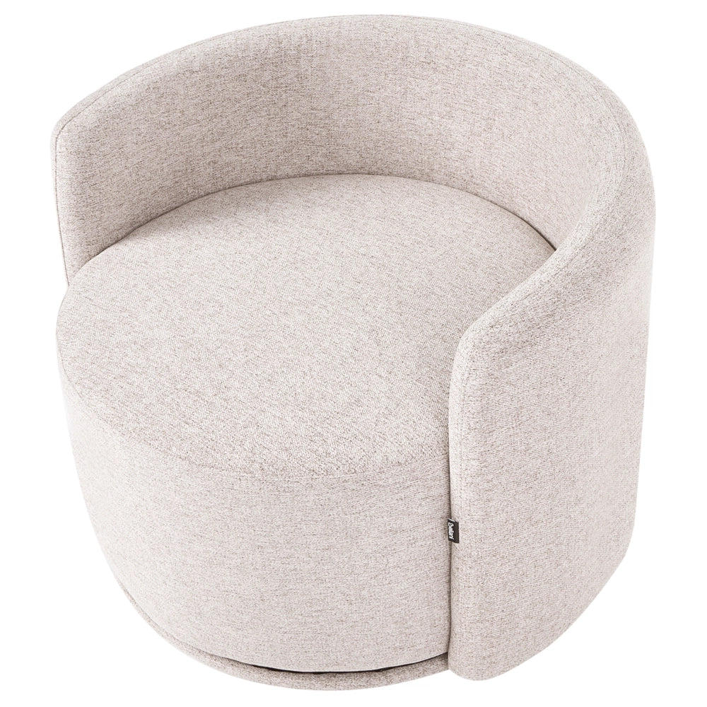 Poltrona girevole con 2 cuscini rivestimento in tessuto schienale arrotondato per soggiorno beige
