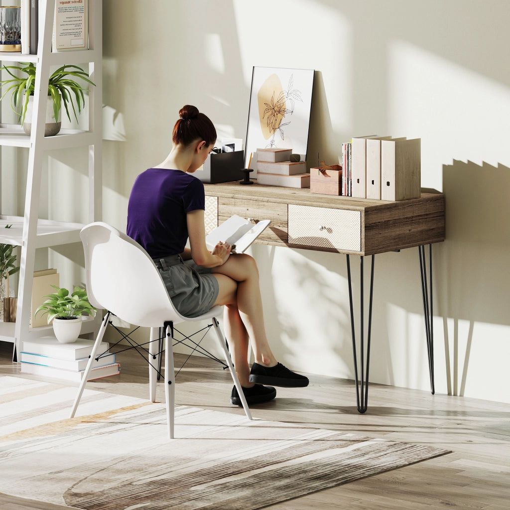 Scrivania in Legno con Cassetti ¨C zephmum ¨C Marrone 105x50x75 cm