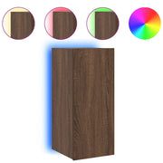 Mobile TV a Parete | Armadietto TV | Mobile Porta TV con Luci LED Rovere Marrone 30,5x35x70 cm
