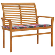 Panca da Giardino con Cuscino Rosso a Quadri 112 cm Legno Teak cod mxl 43920