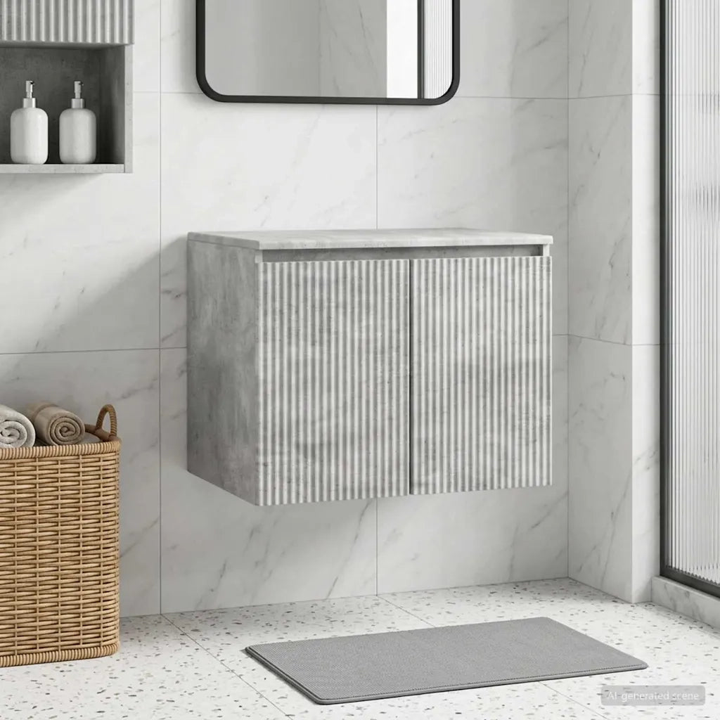 Mobiletto da Bagno a Muro Grigio Cemento 62,5 x 44,5 x 50 cm 890475