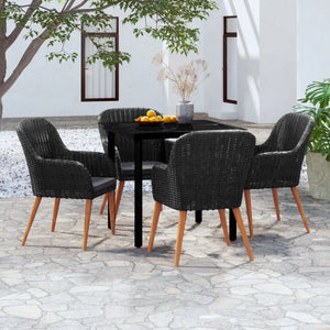 Set da Pranzo per Giardino 5 pz con Cuscini Nero cod mxl 39850