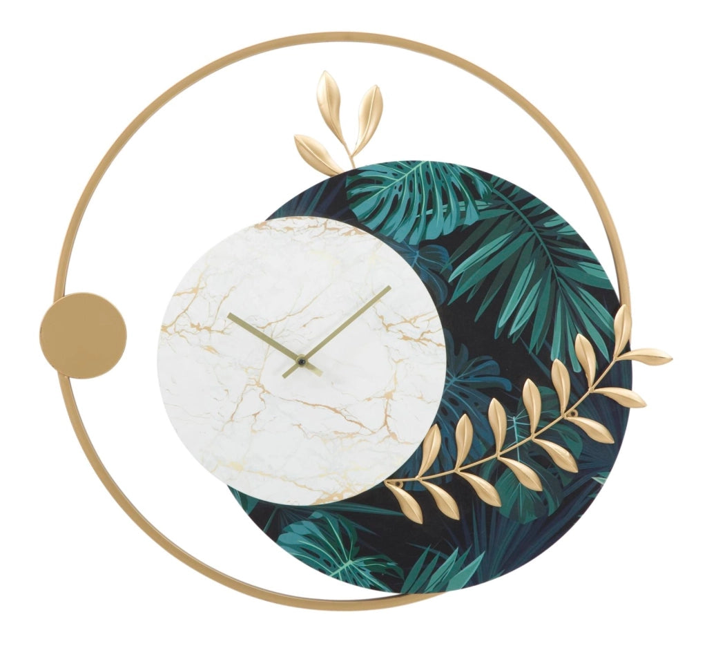 Orologio da Muro Roundy Green 60x4,5x65 cm in Ferro e MDF Multicolor