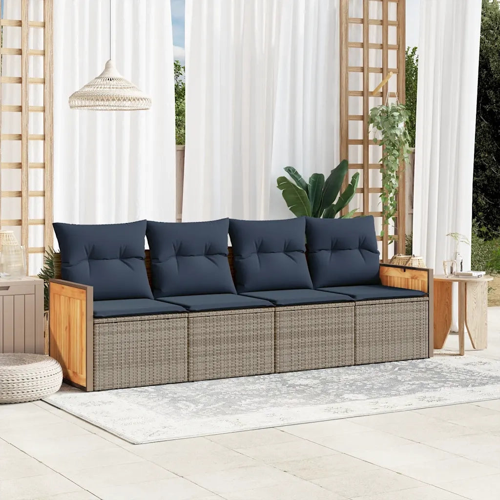 Set Divani da Giardino 4 pz con Cuscini Grigio in Polyrattan 3227454