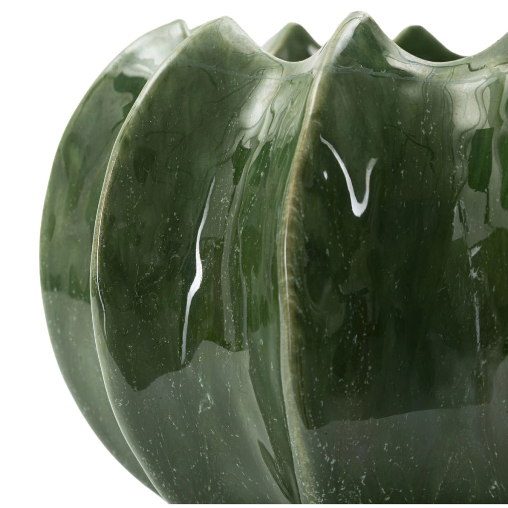 Vaso Decorativo VKH849, Verde, Ceramica, 22x22x13,5 cm