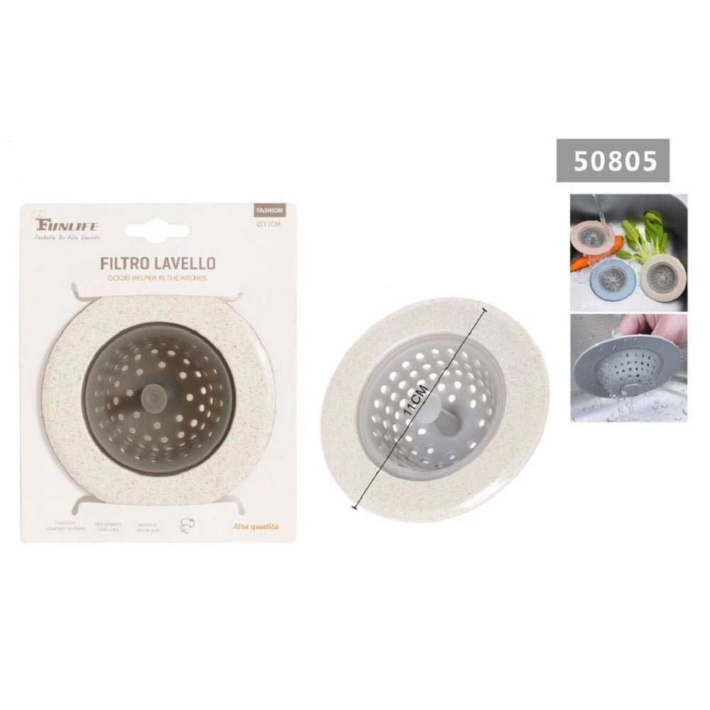 Trade Shop - Filtro Scarico Tappo Cestello Per Bagno Lavello Cucina In Silicone 11 Cm 50805 -