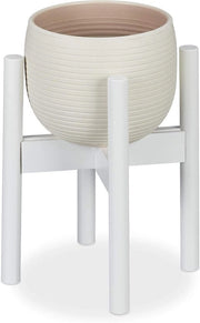 Stand per piante in bambù adattabile per vasi da 32 cm fino a 355 cm di altezza (bianco)