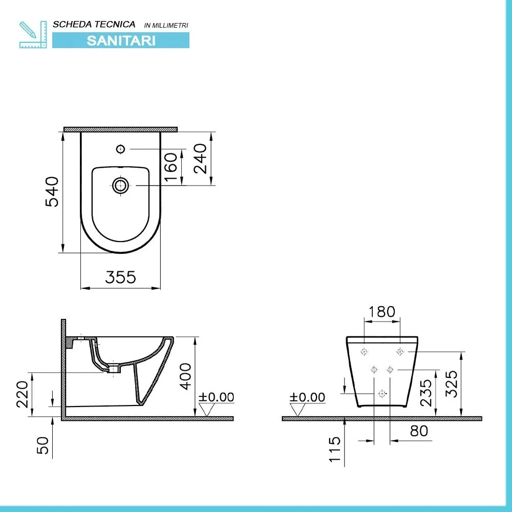 Sanitari sospesi Rimless in ceramica lucida con copriwc soft-close Round