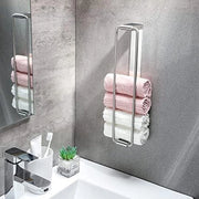Sostegno per asciugamani per ospiti, asciugamani, bagno, adesivo, attacco al muro, 40 cm, acciaio inossidabile, argento