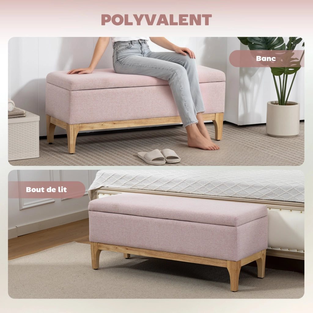 Cassa di stoccaggio in tessuto lino con coperchio rimovibile ¨C zephmum ¨C rosa 110x39x45