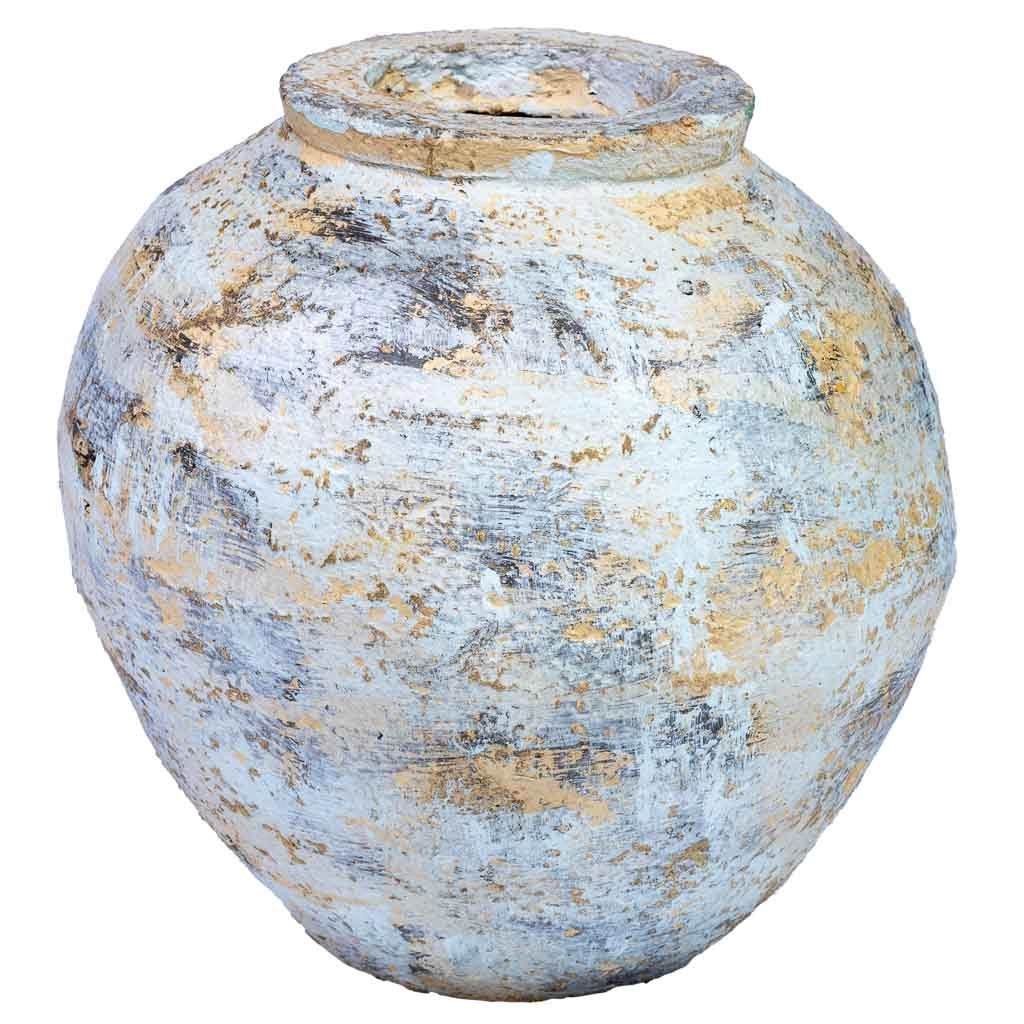 Vaso in cartapesta invecchiato bianco 24x24x23h cm