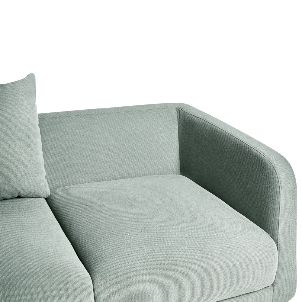 Divano a 2 posti Rivestimento in tessuto verde chiaro Gambe in legno con braccioli Angolo lettura soggiorno Stile scandinavo moderno