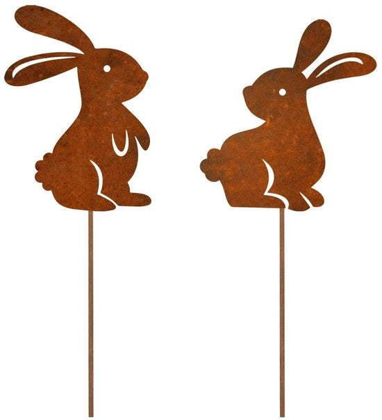 Stecchino per giardino con patina di ruggine - decorazione per esterni - sculture per giardino - steccatore per fiori - decorazione per recinzioni - codice prodotto SC-1234 - modello 5678 - materiale acciaio inossidabile - dimensioni 120x60 cm - peso 5 kg