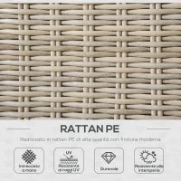 Set 4 Pz Salotto da Esterni in Rattan con 1 Divano, 2 Poltrone e 1 Tavolino, Kaki e Beige